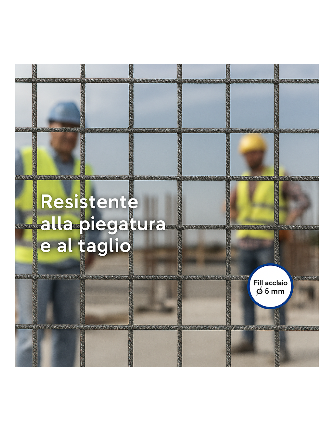 Rete Elettrosaldata Edilizia Filo Acciaio Ø 5 mm Maglia 20x20 cm Foglio 1,5x1 m