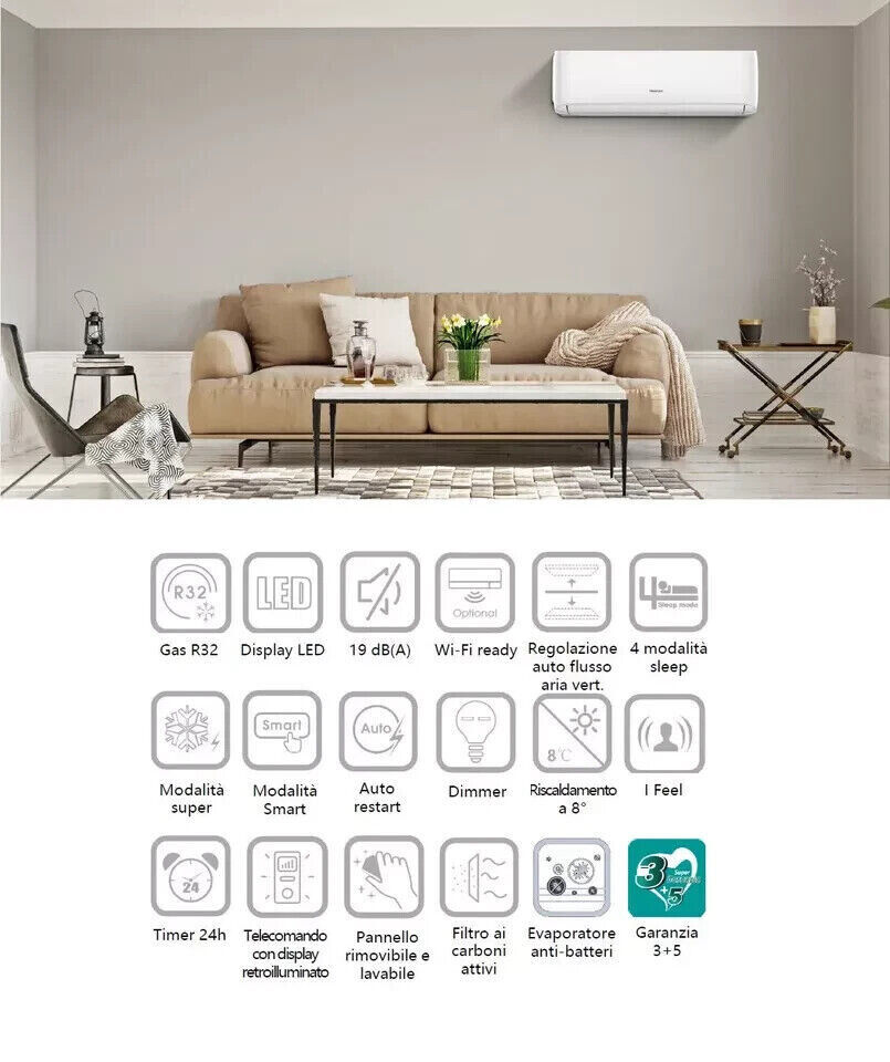 Climatizzatore Condizionatore Hisense Easy Smart 9000 BTU 2025 WIFI INTEGRATO